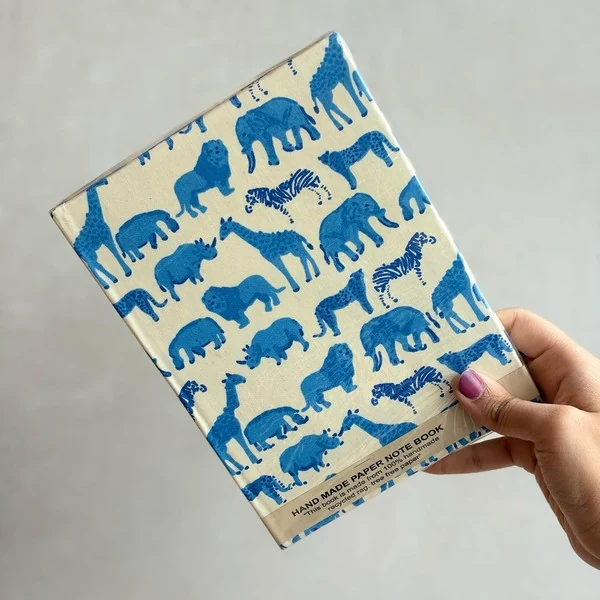 Denim Herd, Blue elephant herd print