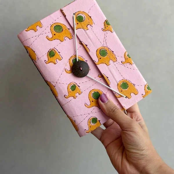 Pink Elephant, Pink with orange elephant print
